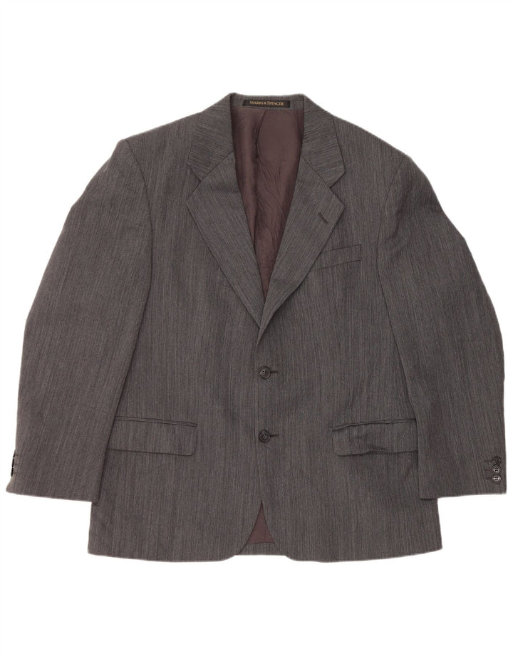 Jaqueta blazer masculina de 2 botões Marks & Spencer Reino Unido 40 grande lã cinza