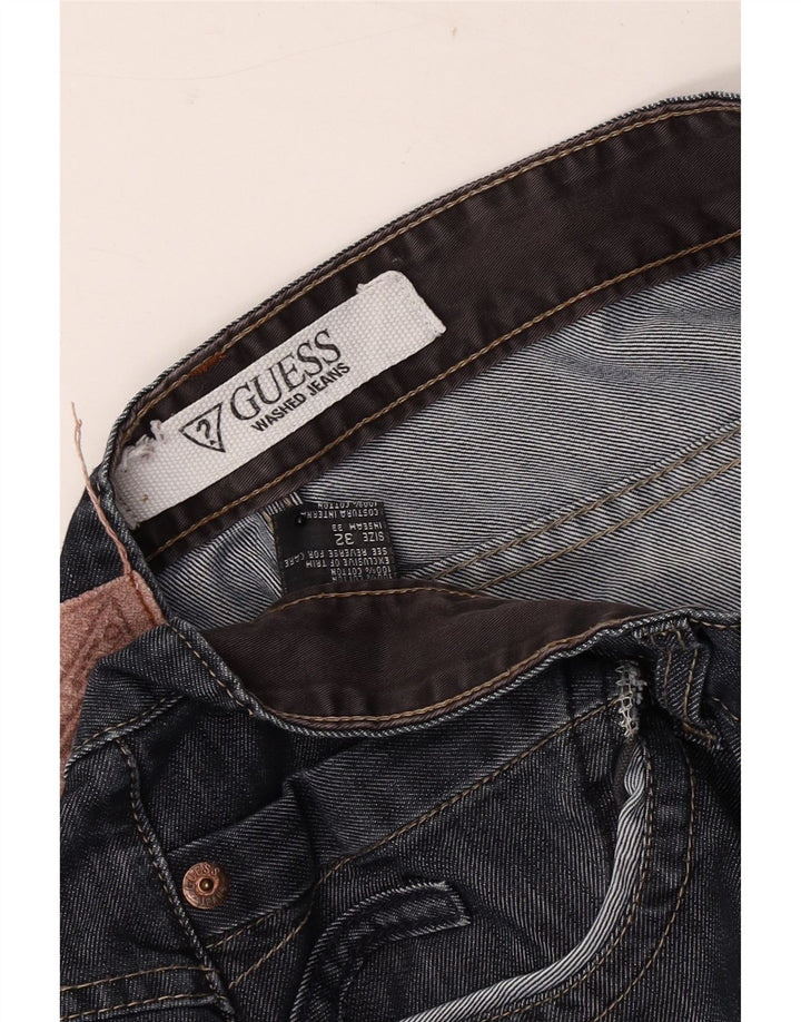 Guess Mens Straight Jeans W32 L32 Azul Marinho Algodão