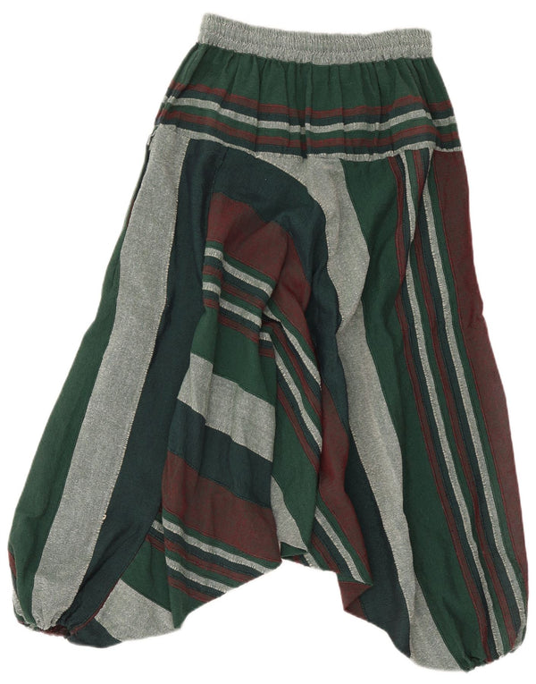 Calça Harém Feminina Vintage W32 L32 Algodão Listrado Verde