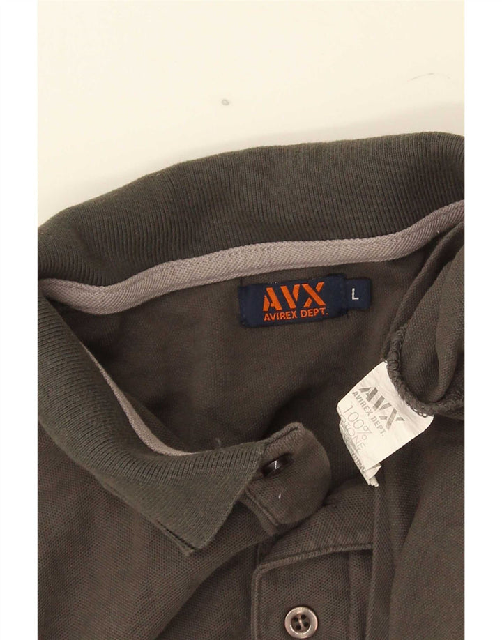 Camisa polo masculina Avirex grande algodão listrado cinza