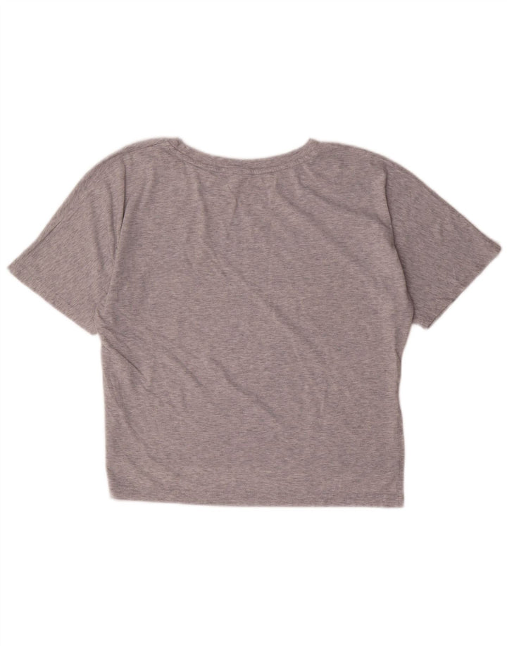 Camiseta feminina UMBRO Crop Graphic UK 14 Poliéster manchado cinza médio