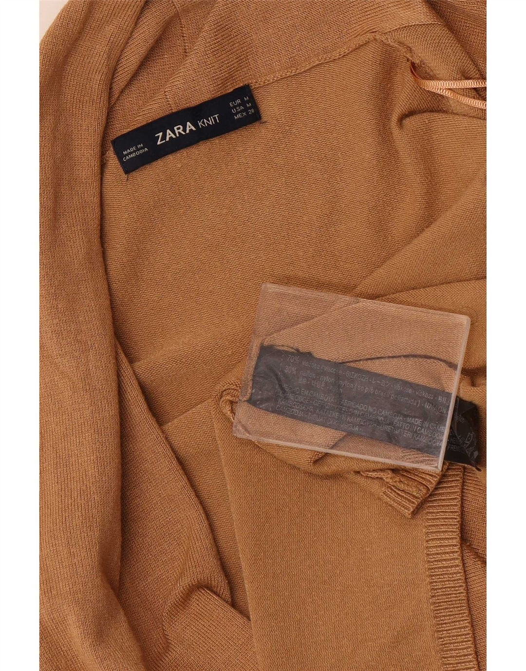 Suéter cardigã feminino Zara Reino Unido 12 viscose bege médio