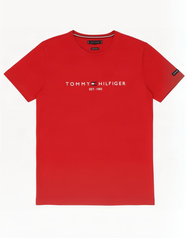Camiseta masculina Tommy Hilfiger com estampa gráfica grande de algodão vermelho