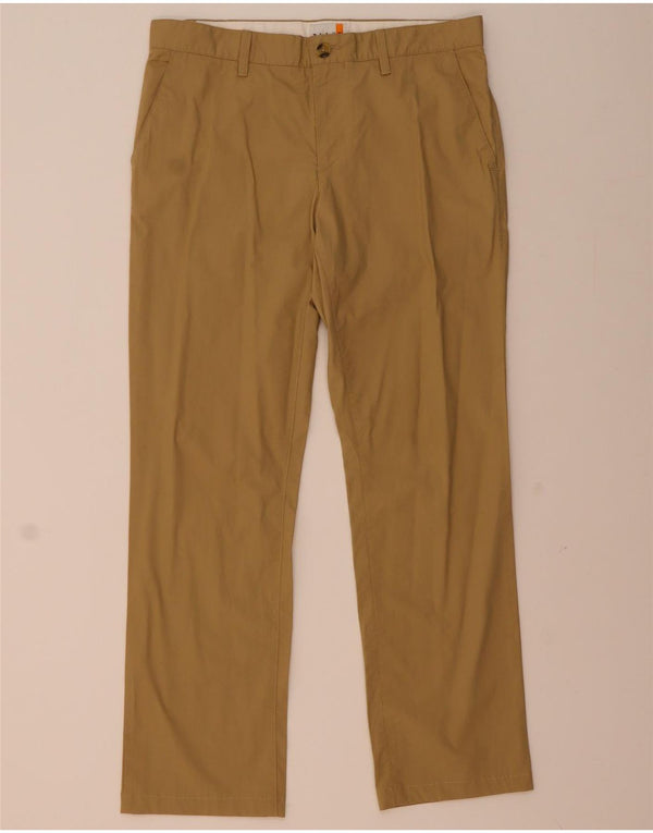 Calça chino masculina Timberland reta W32 L30 algodão bege