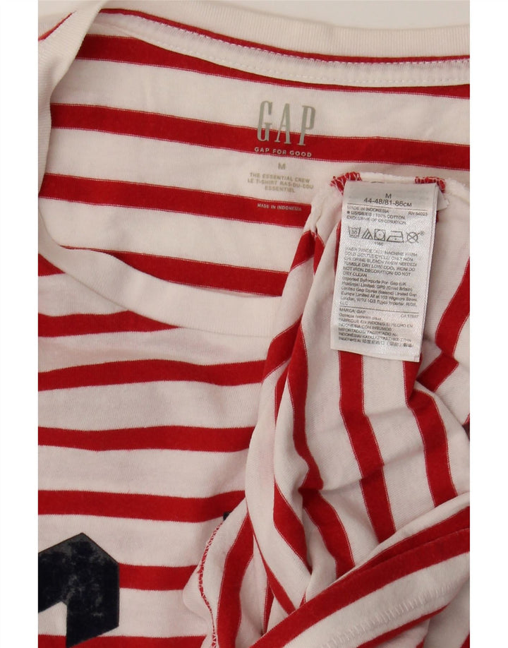 Camiseta feminina gráfica Gap UK 14 algodão listrado vermelho médio
