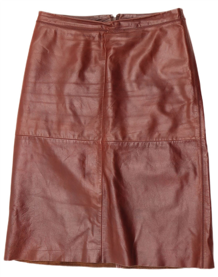 Saia feminina de couro Gap US 10 grande W30 couro marrom
