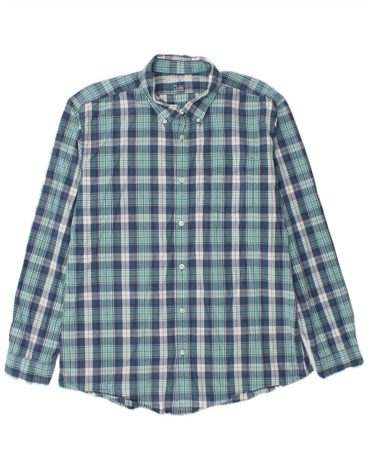Camisa masculina Eddie Bauer Classic Fit grande algodão xadrez azul