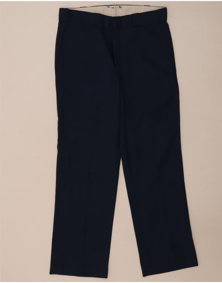 Calças Chino retas masculinas Dickies W34 L31 poliéster azul marinho