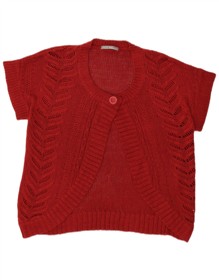 Suéter cardigã feminino de manga curta Marks & Spencer Reino Unido 14 grande vermelho