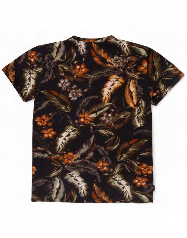 Superdry Camiseta masculina havaiana gráfica top médio preto floral algodão