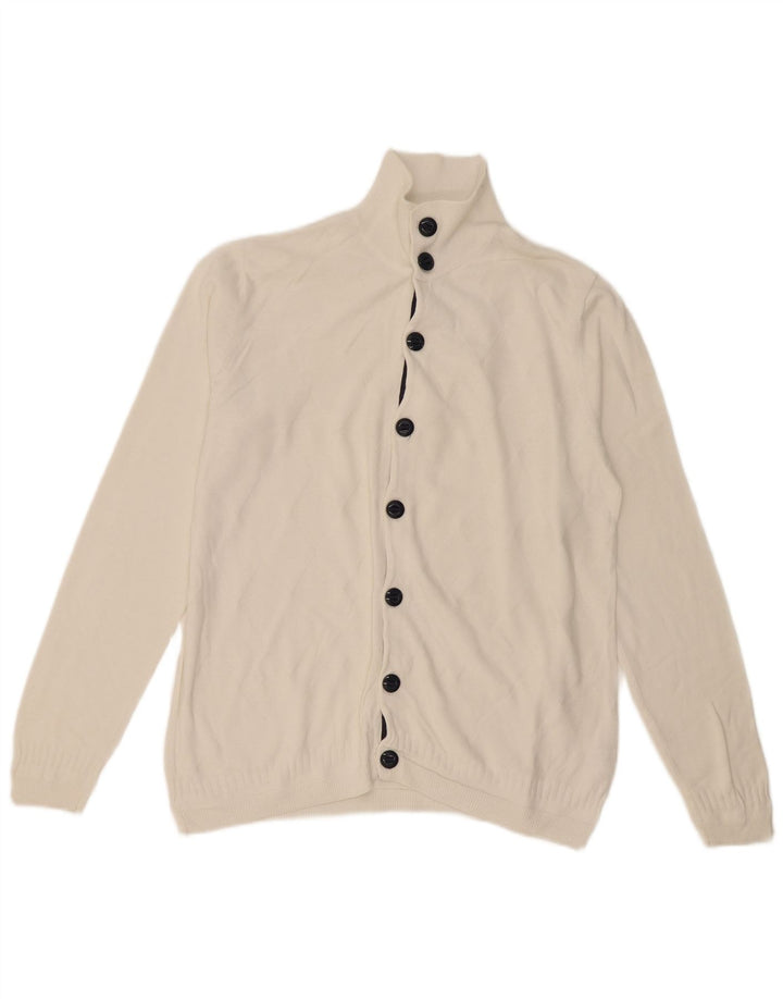 Suéter cardigã masculino Zara grande algodão branco