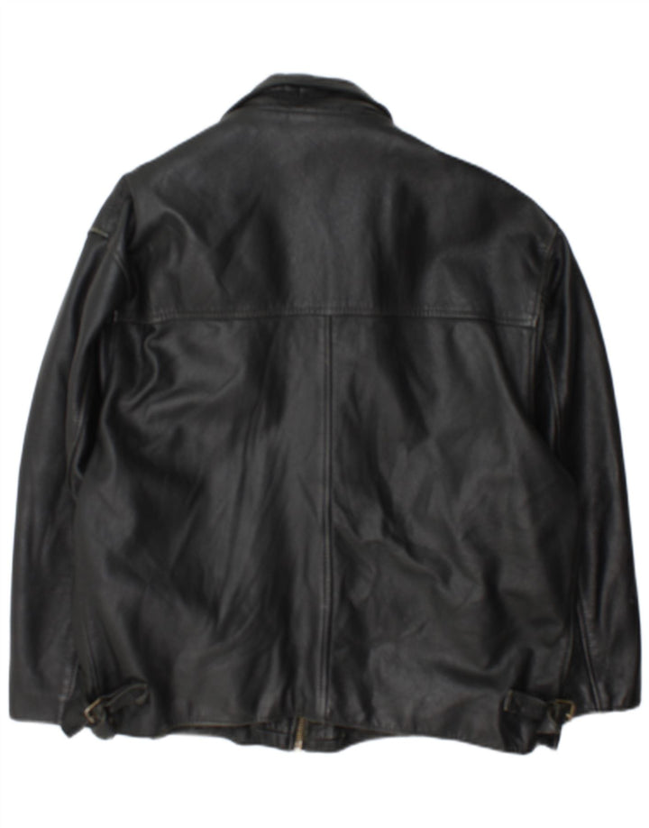 Jaqueta de couro masculina vintage UK 42 XL preta