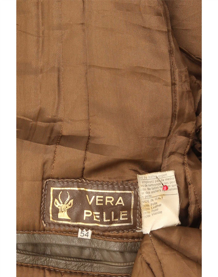 Jaqueta de couro masculina vintage IT 54 2XL marrom