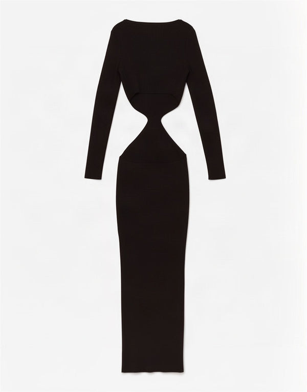Vestido bodycon feminino Topshop manga comprida recortado Reino Unido 4 XS preto viscose