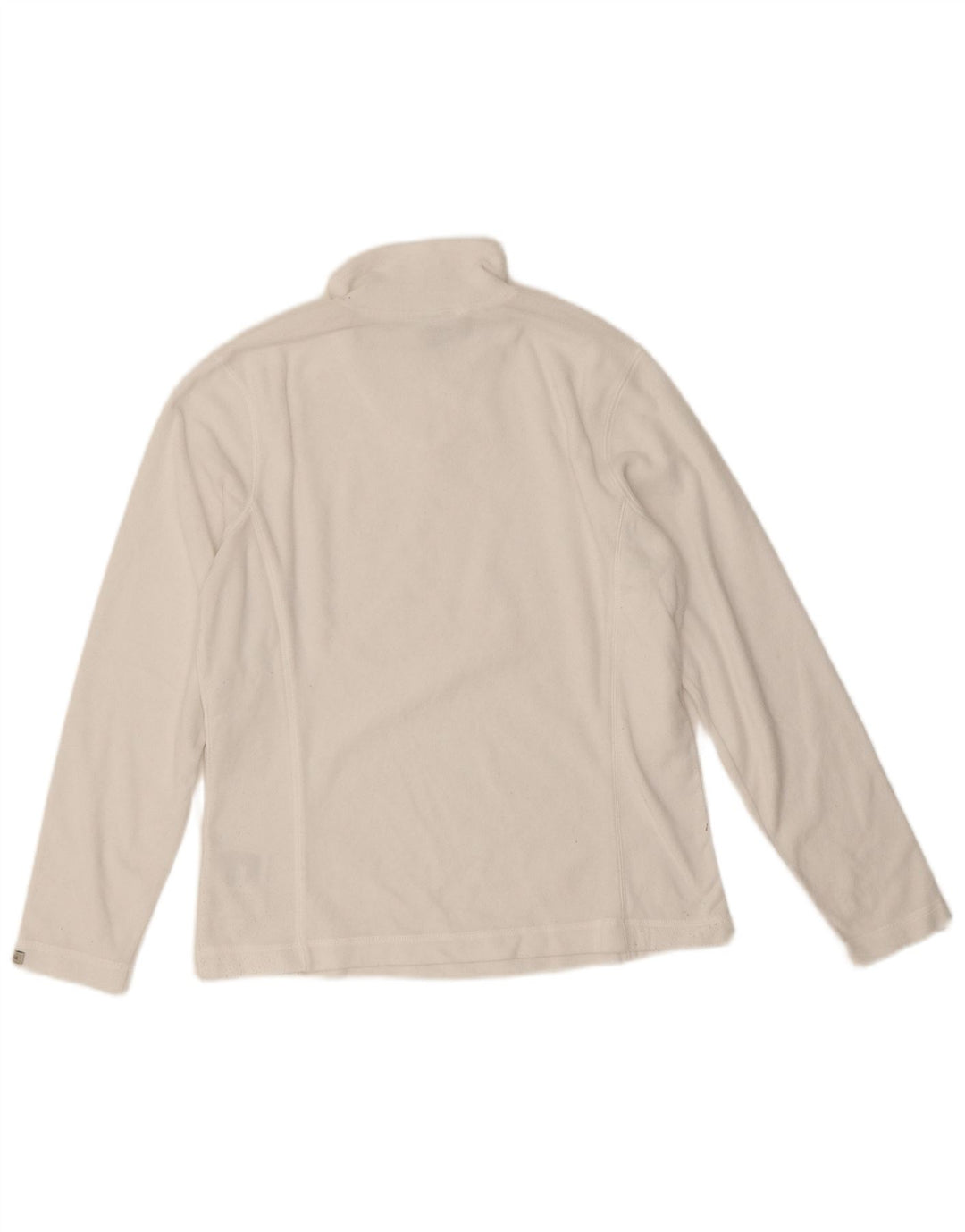 Suéter de lã feminino Columbia com zíper e gola UK 10 pequeno poliéster branco