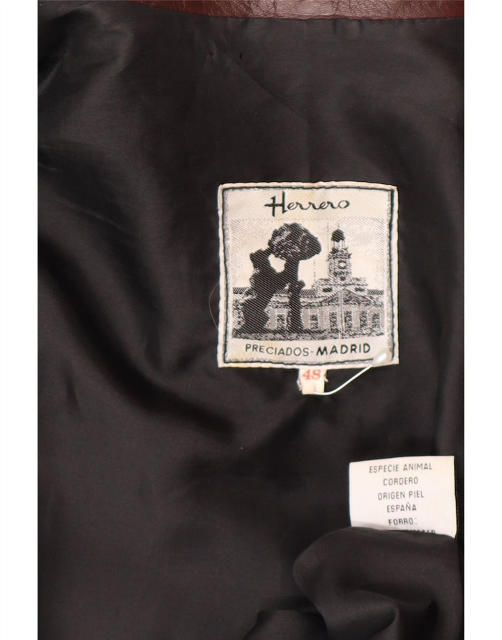 Jaqueta de couro feminina Herrero IT 48 XL couro marrom