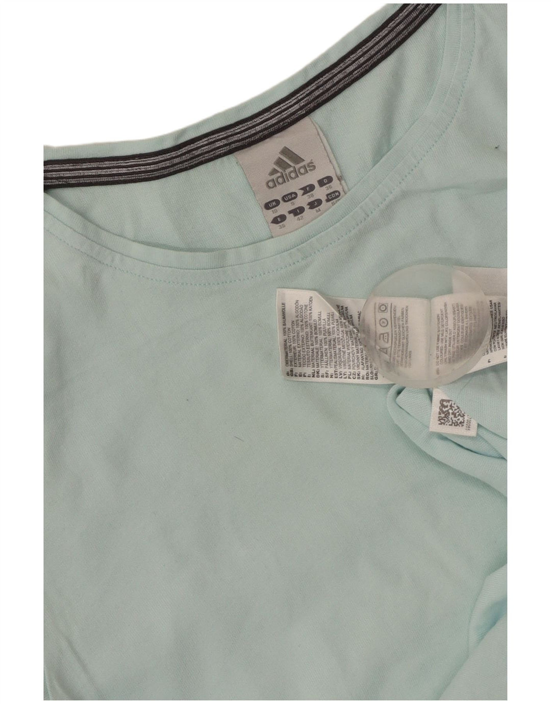 ADIDAS Womens Top Manga Longa UK 10 Pequeno Azul Algodão