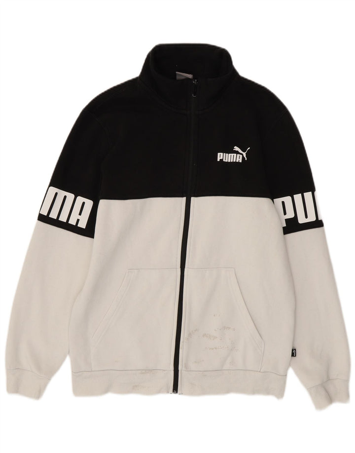 PUMA Mens Graphic Tracksuit Top Jaqueta Pequeno Algodão Colorblock Branco