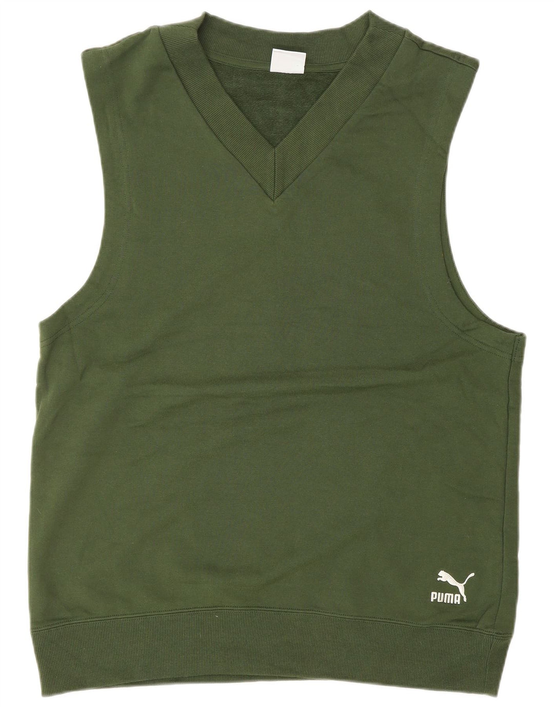 PUMA moletom masculino sem mangas jumper pequeno algodão verde