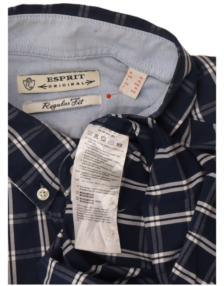 Camisa masculina ESPRIT XL algodão xadrez azul marinho