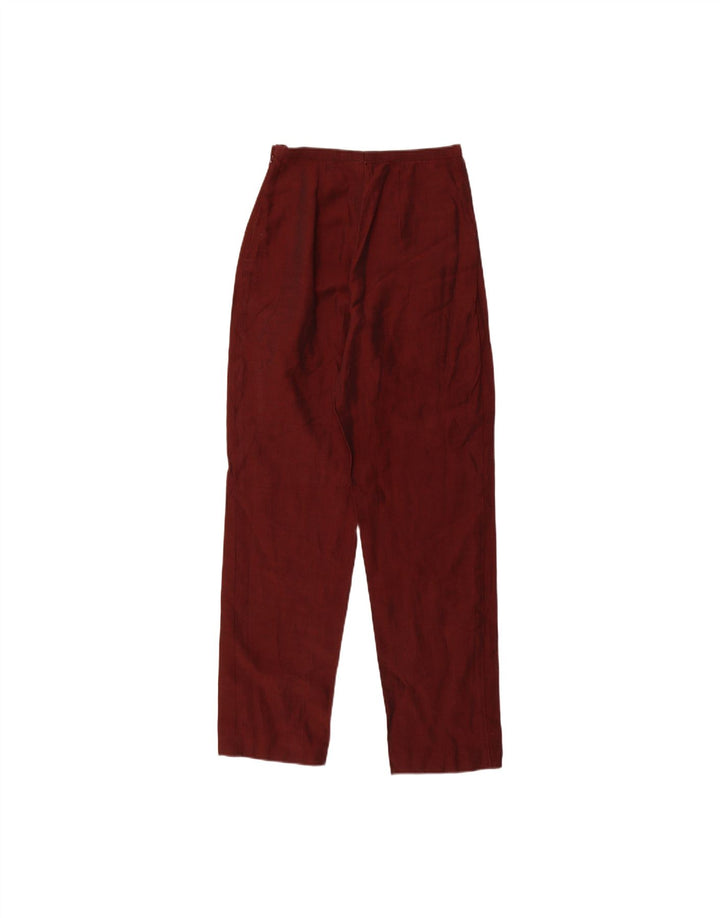 VINTAGE Womens Straight Casual Trousers W24 L29 Burgundy Vintage Vintage and Second-Hand Vintage from Messina Hembry 