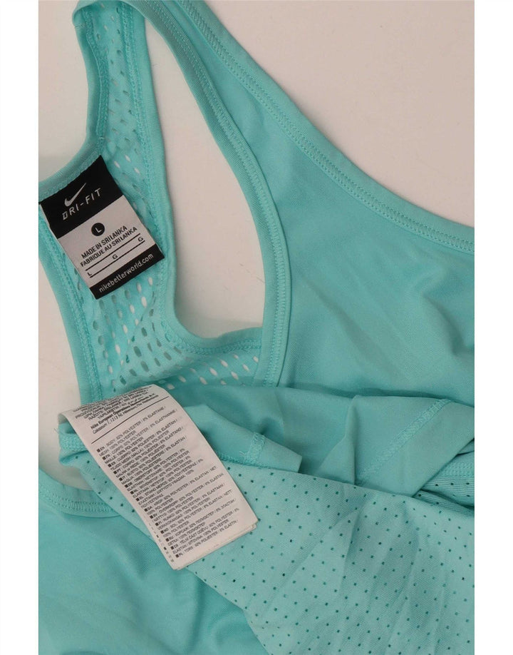 Nike Womens Dri Fit Vest Top UK 14 Grande Turquesa Poliéster