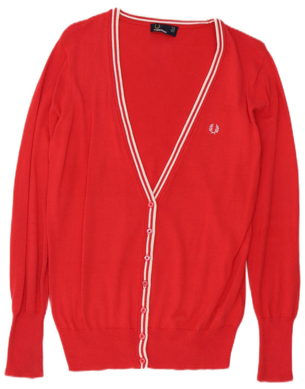 Suéter cardigã feminino Fred Perry Reino Unido 10 pequeno algodão vermelho
