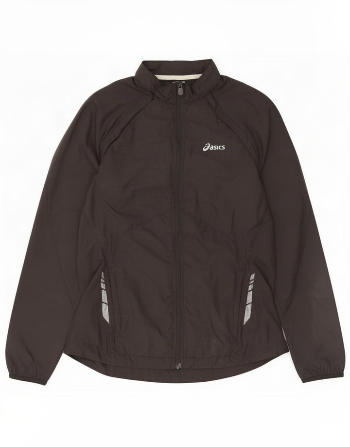 Asics Womens Tracksuit Top Jacket UK 14 Médio Preto Colourblock Poliéster
