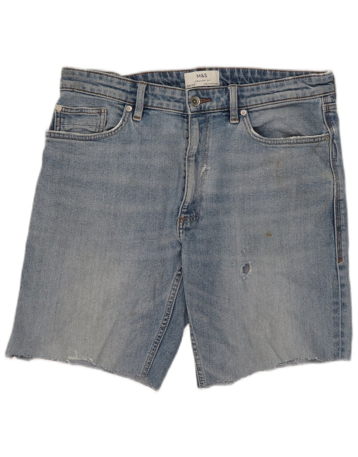 Shorts jeans masculino Marks & Spencer W34 grande algodão azul