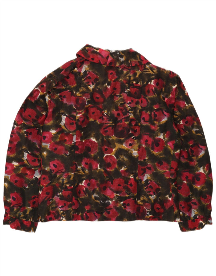 Blusa feminina vintage UK 16 grande floral multicolorida