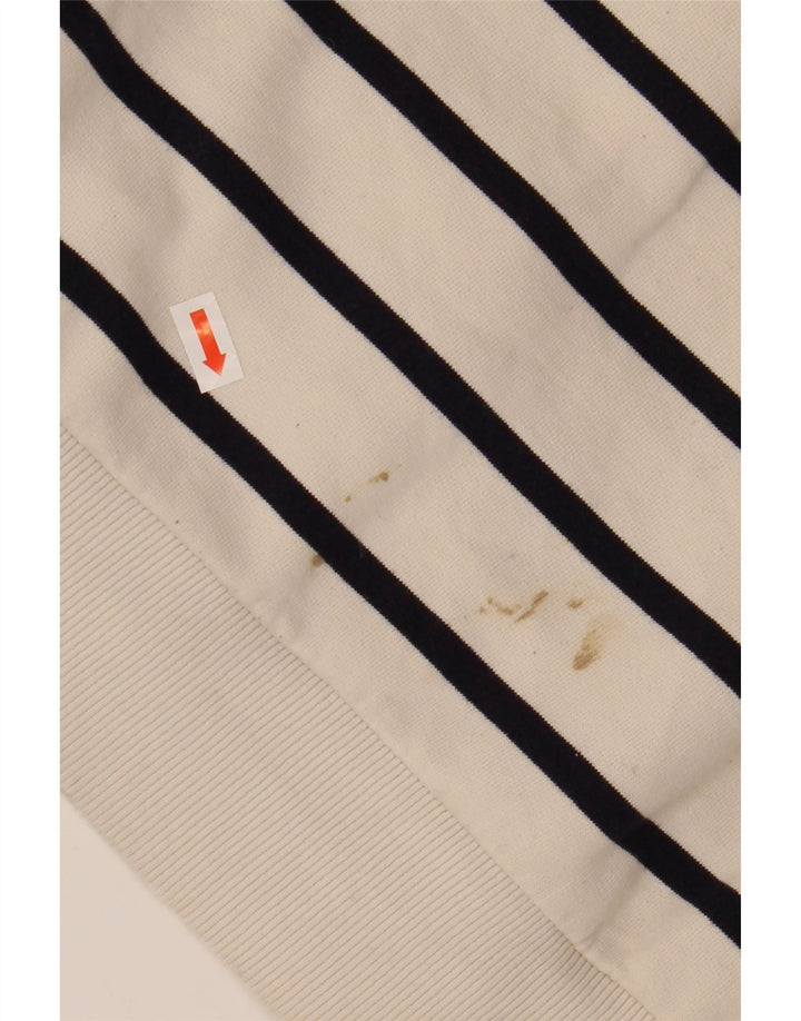 ZARA moletom feminino cropped Reino Unido 16 grande algodão listrado branco