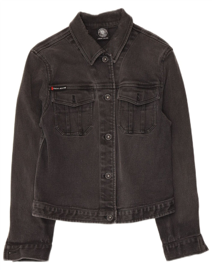 Jaqueta jeans feminina Dkny UK 14 grande algodão cinza