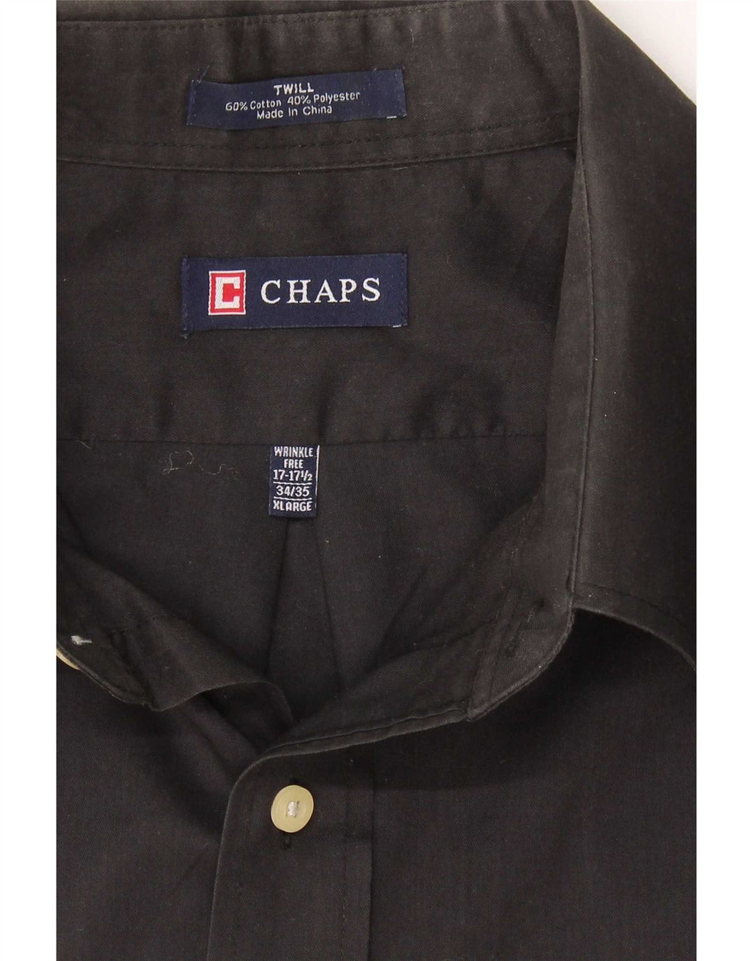 Camisa masculina Chaps tamanho 17 1/2 XL algodão preto