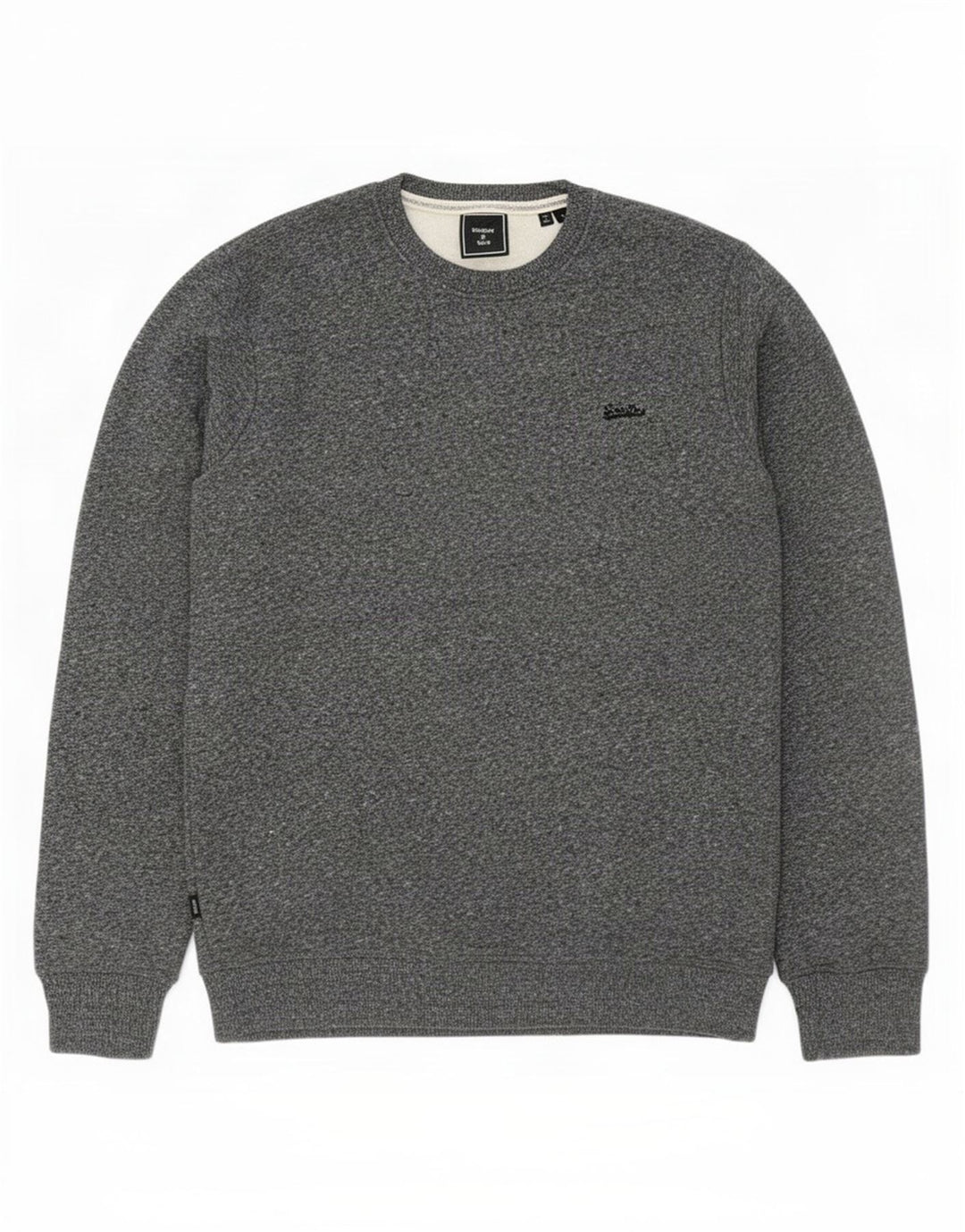 Superdry moletom masculino jumper grande algodão manchado cinza
