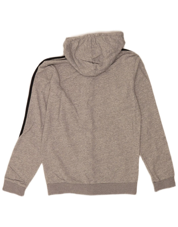 Adidas masculino zip moletom com capuz pequeno algodão cinza