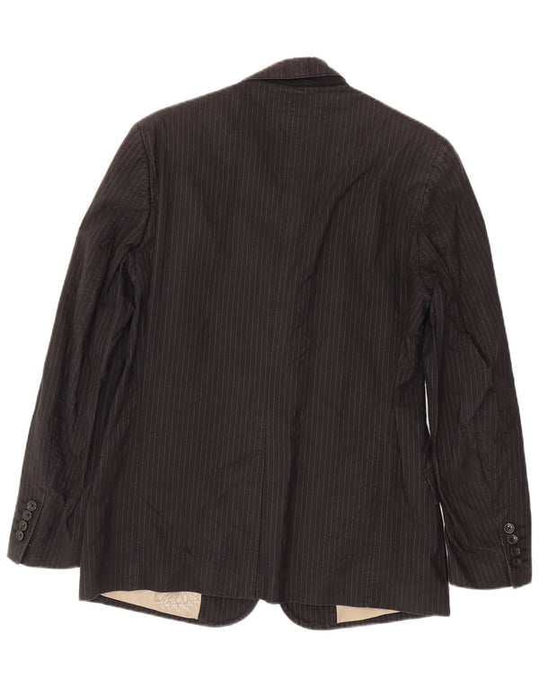 Jaqueta Blazer Masculina Just Cavalli com 3 Botões IT 48 Algodão Listrado Preto Médio