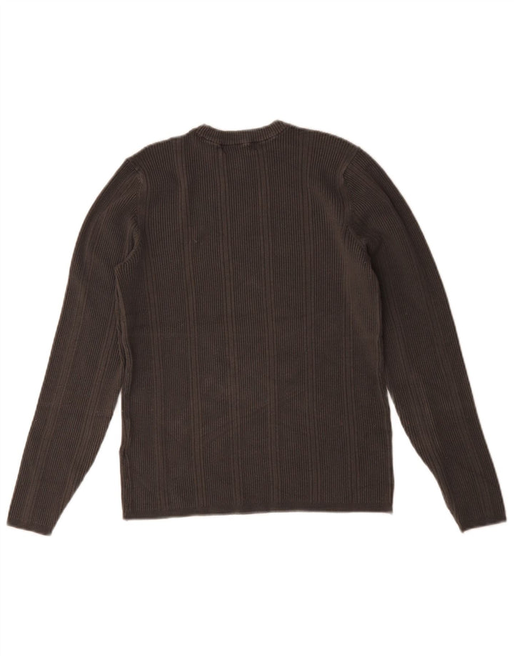 Top feminino Marks & Spencer manga comprida UK 14 viscose cinza médio