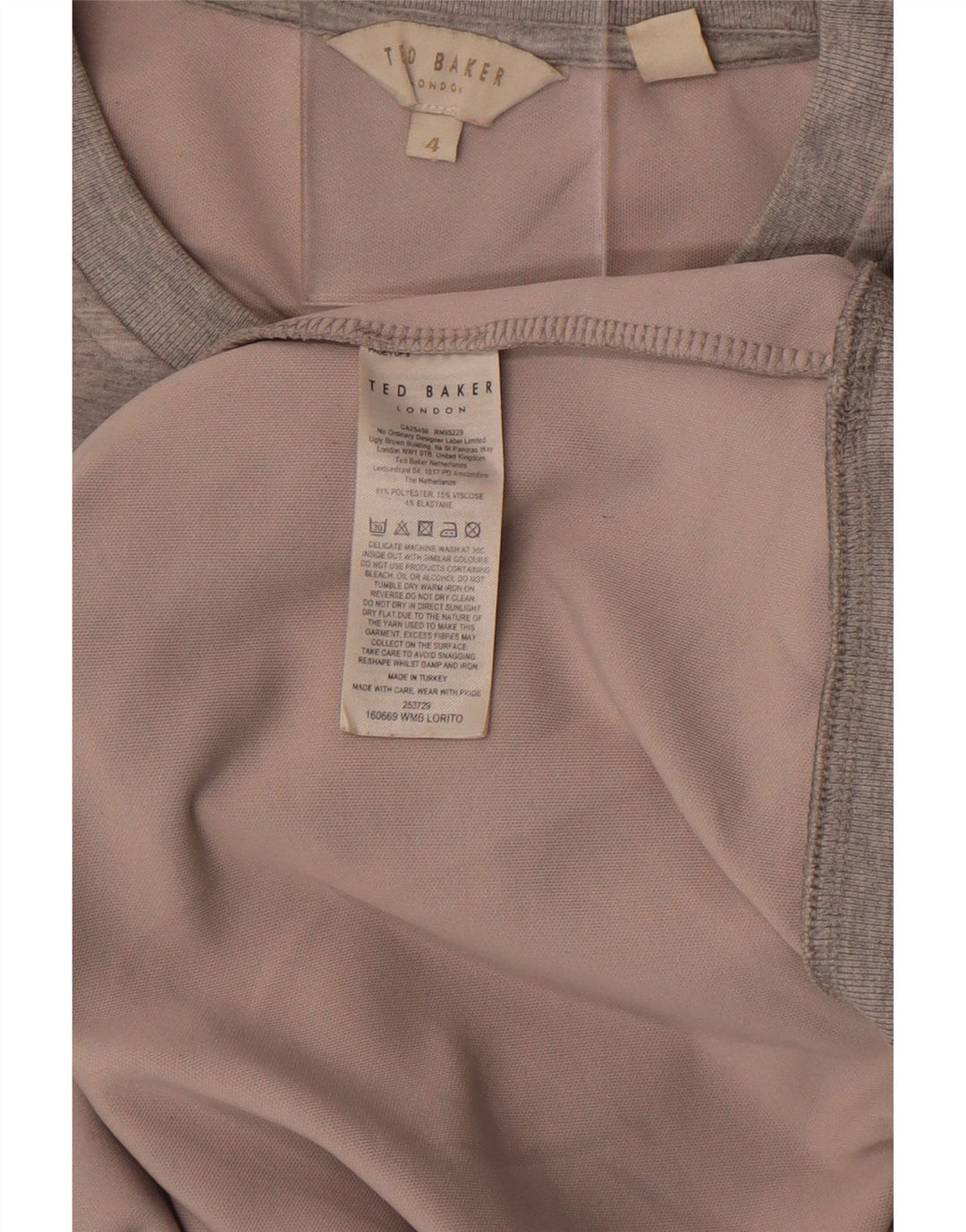Suéter gráfico feminino Ted Baker tamanho 4 grande cinza manchado