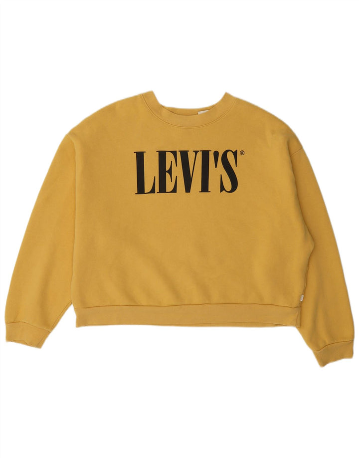 Levi's Womens Oversized Crop Graphic Moletom Jumper Reino Unido 14 Médio Amarelo
