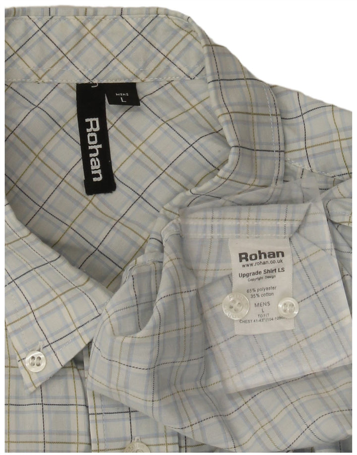 Camisa masculina Rohan grande poliéster xadrez azul