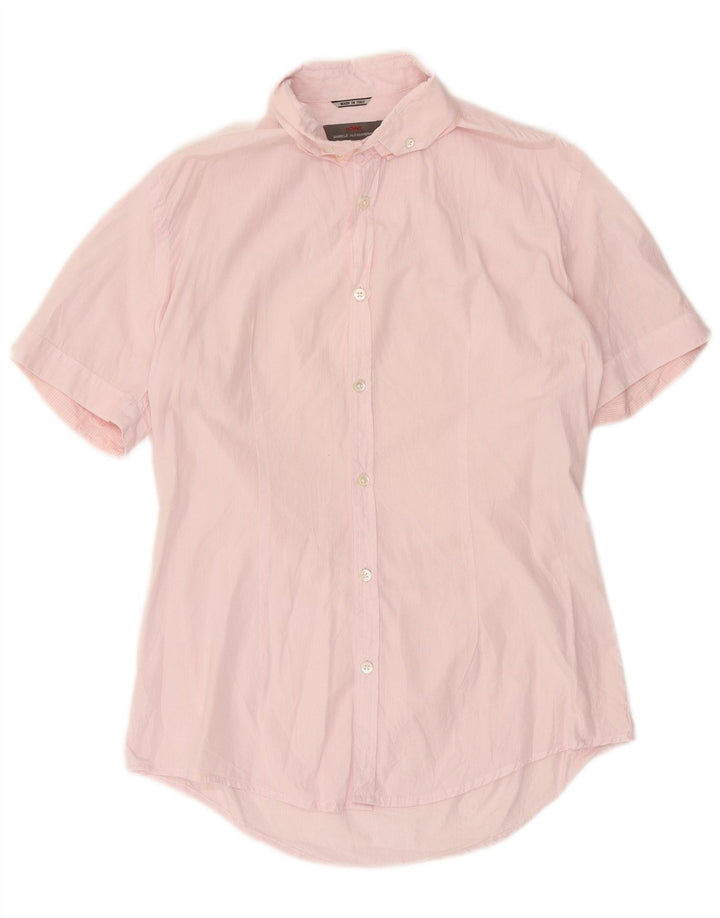 Camisa masculina Daniele Alessandrini tamanho 39 15 1/2 risca de giz rosa médio