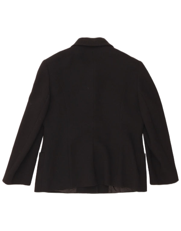 Jaqueta blazer feminina vintage de 3 botões Reino Unido 18 XL lã preta