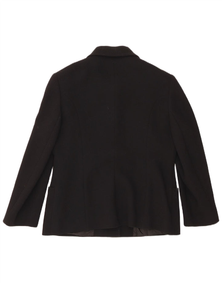Jaqueta blazer feminina vintage de 3 botões Reino Unido 18 XL lã preta