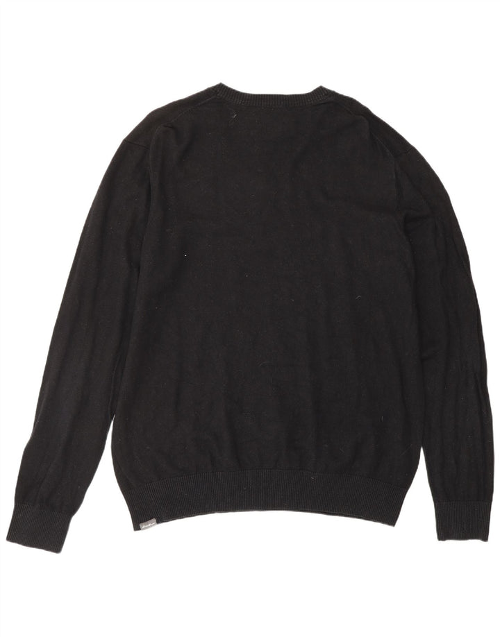 Eddie Bauer Suéter masculino com decote em V XL algodão preto