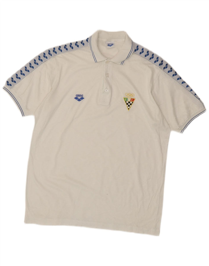 Arena Mens Camisa Pólo Gráfica Médio Branco