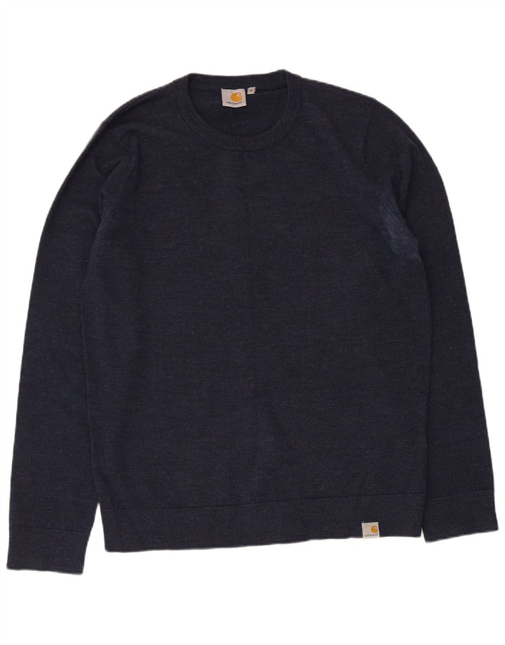 Suéter masculino Carhartt com gola redonda, azul marinho médio