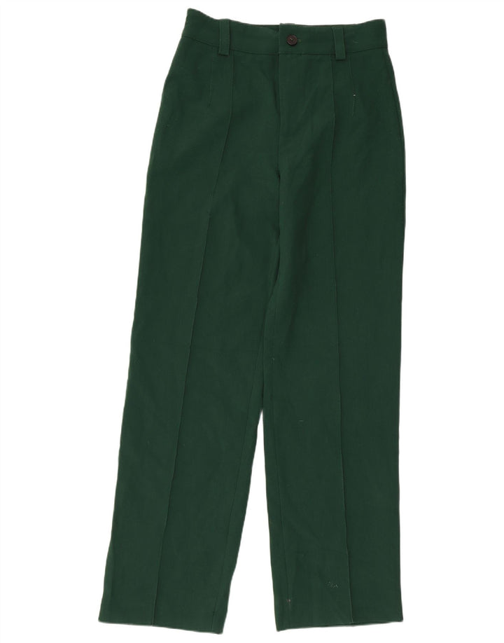 Zara Calça feminina reta de terno médio W28 L31 verde poliéster