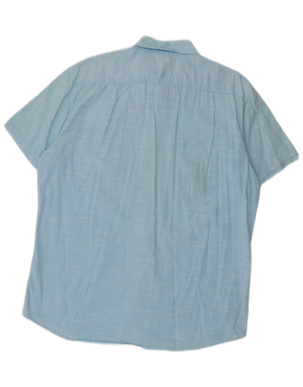 Izod Mens Salt Water Short Sleeve Shirt XL Blue Cotton