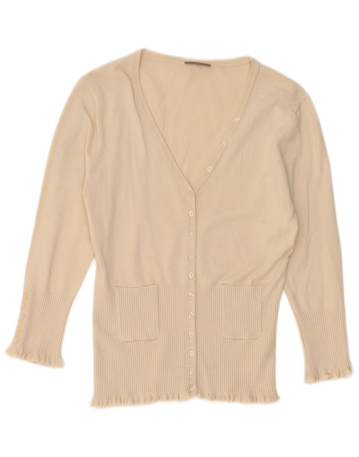 Suéter cardigã feminino John Lewis Reino Unido 10 viscose bege pequeno