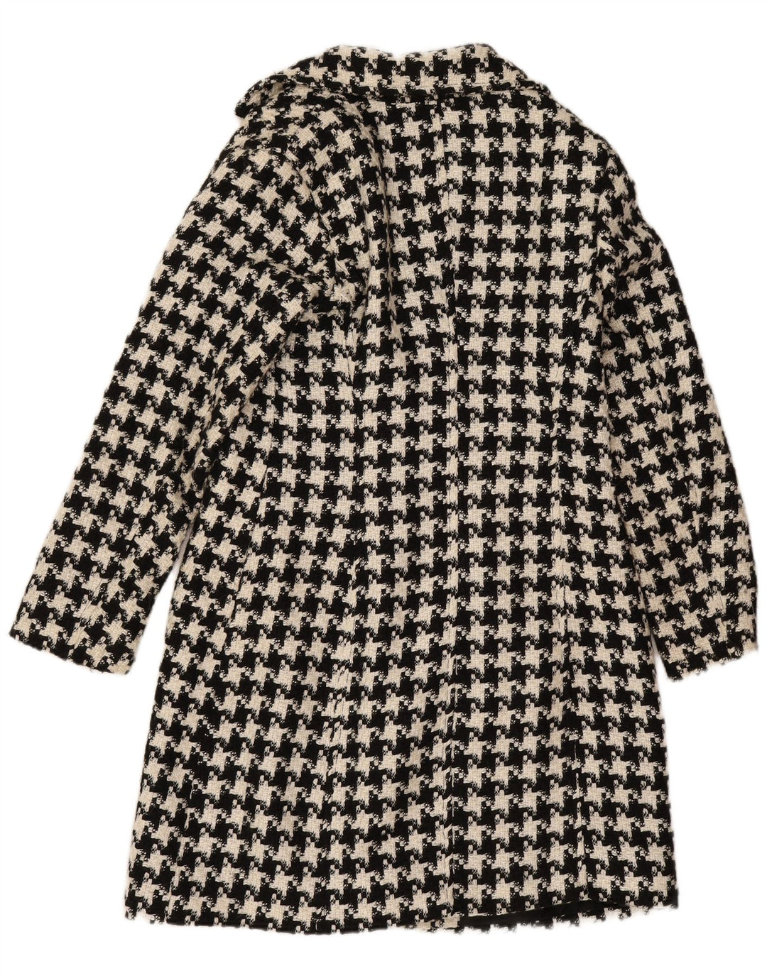 Sobretudo feminino grande Koton UK 10 pequeno preto houndstooth lã